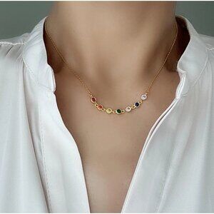 Adjustable Gold Plated Over Silver Necklaces With Multi